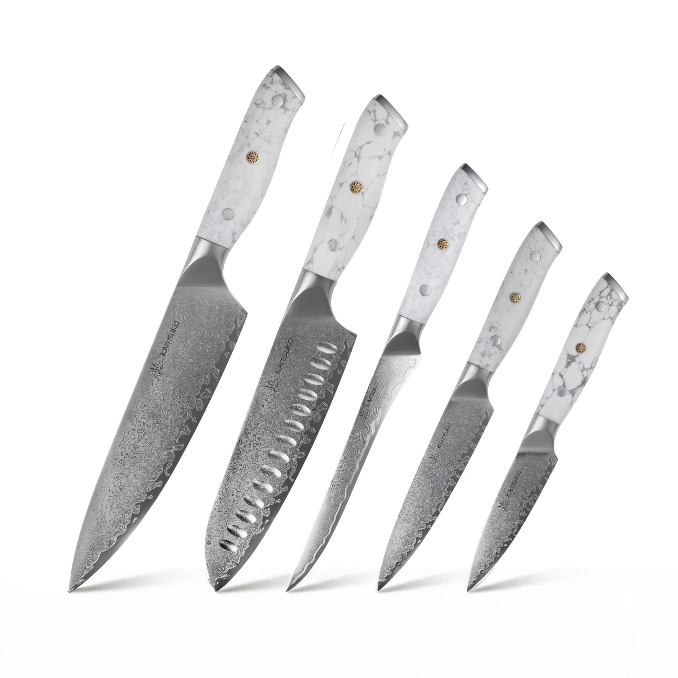 Set de 5 couteaux japonais Yakumoto manche blanc
