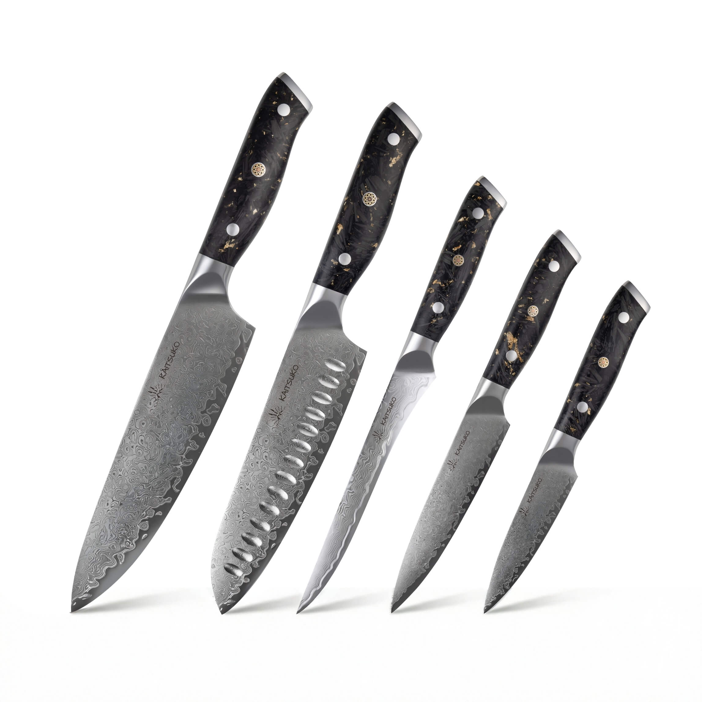 Set de 5 couteaux japonais Yakumoto Carbon Gold