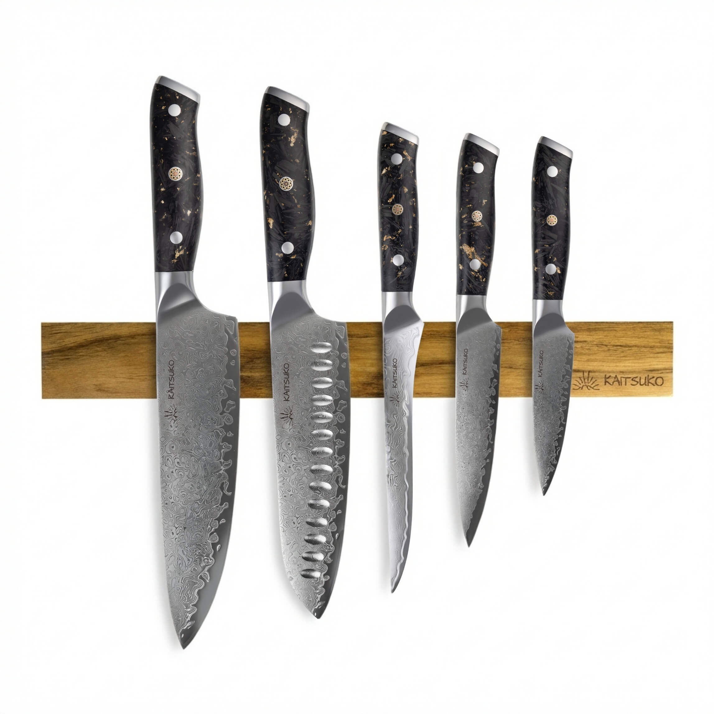 Support mural en bois de teck pour couteaux