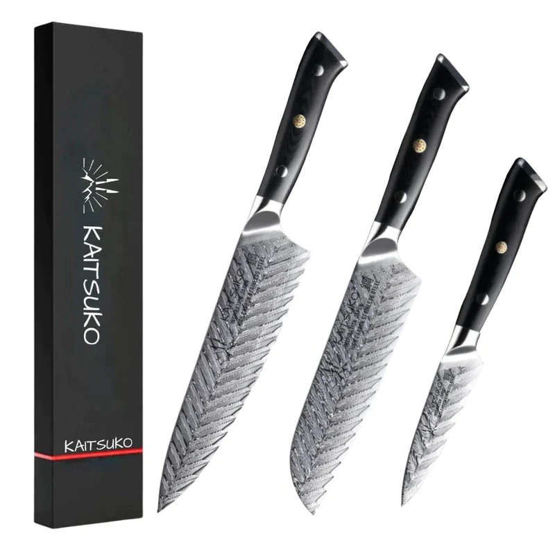 Set di 3 coltelli in acciaio Damasco – Collezione Chef Yakumoto