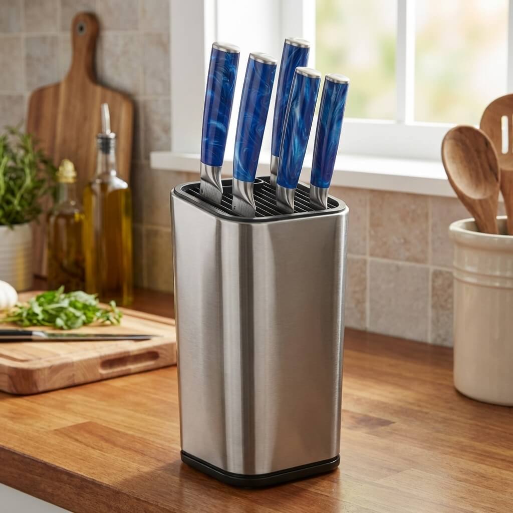 Bloc en acier inoxydable pour ranger couteaux japonais