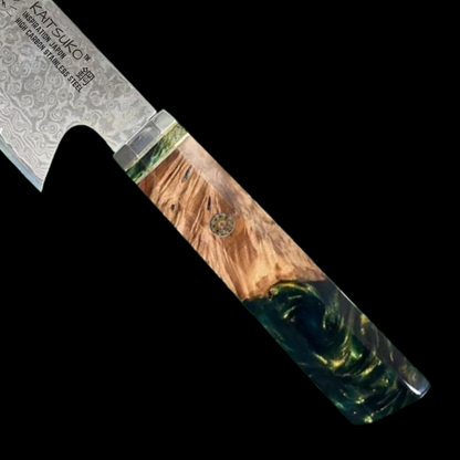 Manico del coltello giapponese in resina verde e beige