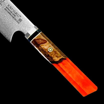 Manico per coltello da cucina giapponese Kaitsuko rosso e marrone