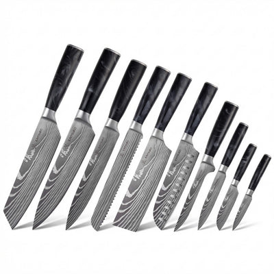 Set de 10 couteaux japonais Kaitsuko collection chef tanaka manche sumi noir