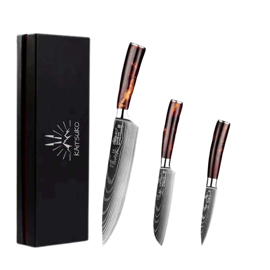 Set di 3 coltelli Giapponesi - Chef Tanaka - Terra di fuoco