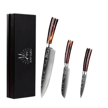 Set di 3 coltelli Giapponesi - Chef Tanaka - Terra di fuoco