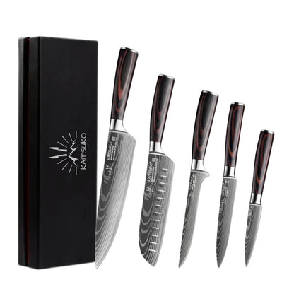 Set di 5 coltelli da cucina Chef Tanaka Forest Wood Kaitsuko per uso quotidiano