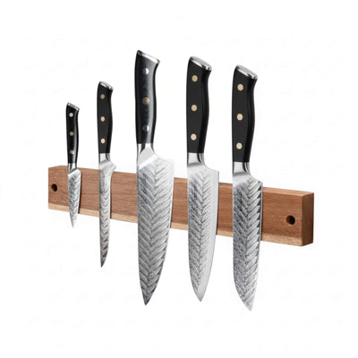 support mural magnétique en bois pour couteaux de cuisine