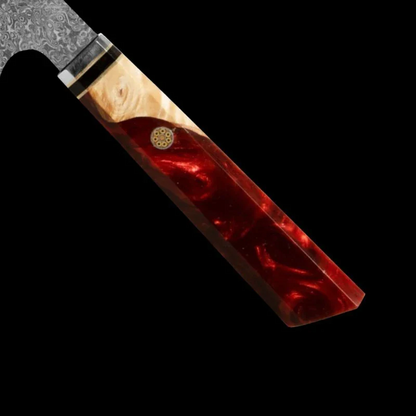 Coltello giapponese rosso fatto a mano